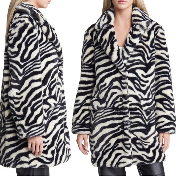 Brand: VERO MODA
Rome Stripe Faux Fur Jacket
Size: Small
Color: Black & White - Picture 3 of 4